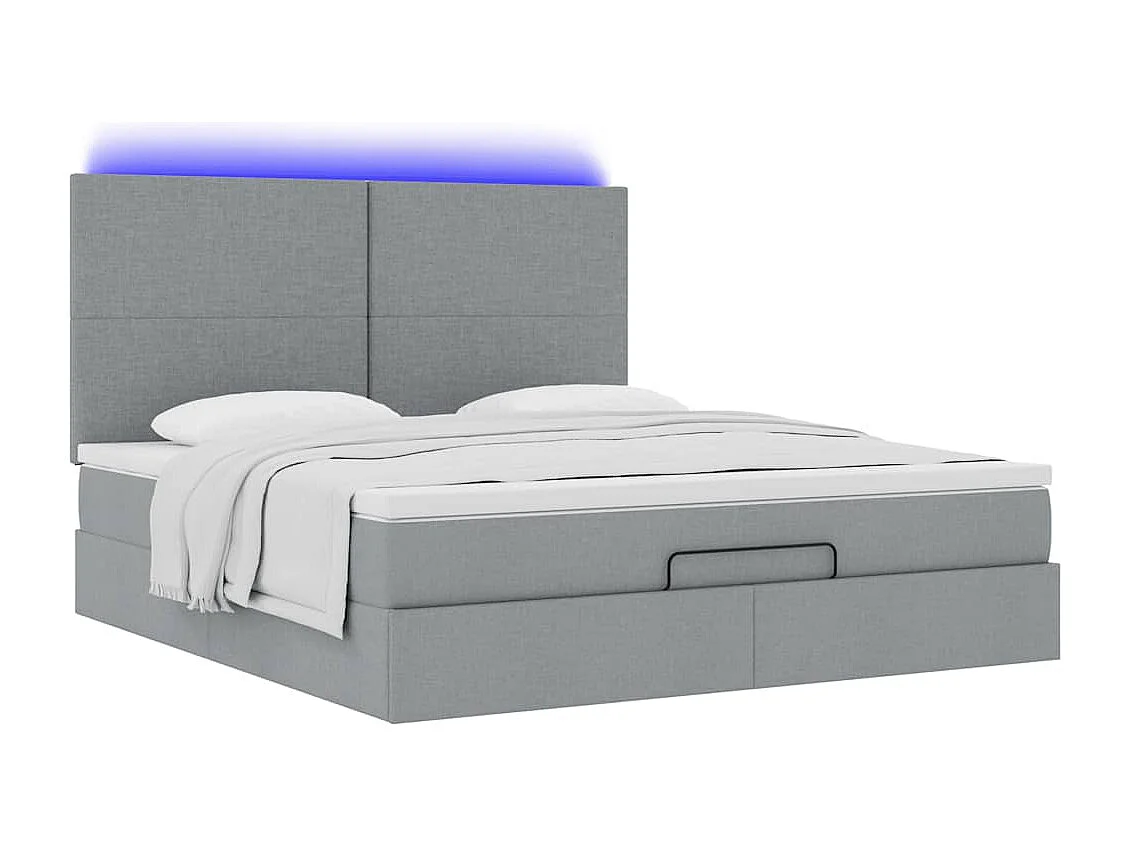 Estrutura cama otomana colchão 160x200 cm tecido cinzento claro