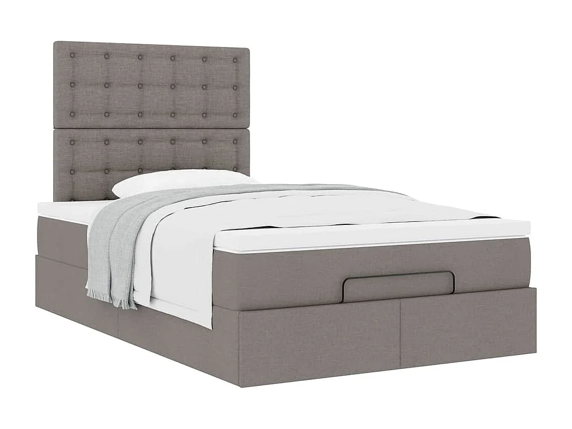 Cadre de lit ottoman avec matelas taupe 120x190 cm tissu