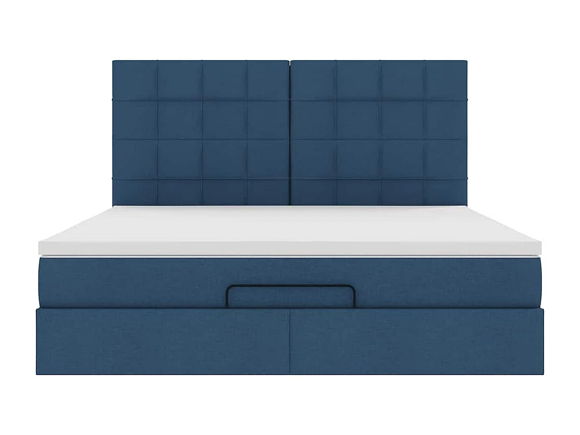 Cadre de lit ottoman avec matelas bleu 180x200 cm tissu