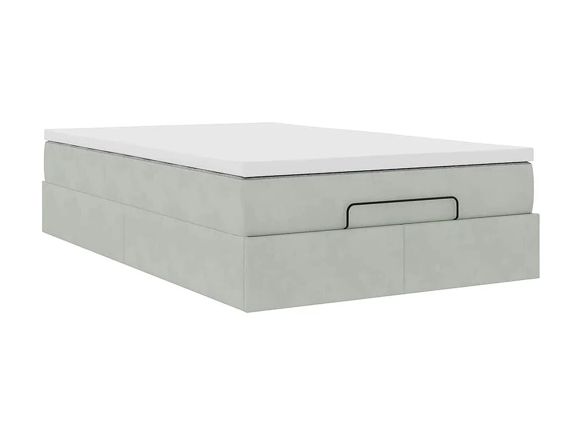 Cadre de lit ottoman avec matelas gris clair 120x190 cm velours