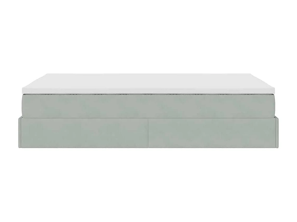 Cadre de lit ottoman avec matelas gris clair 120x190 cm velours