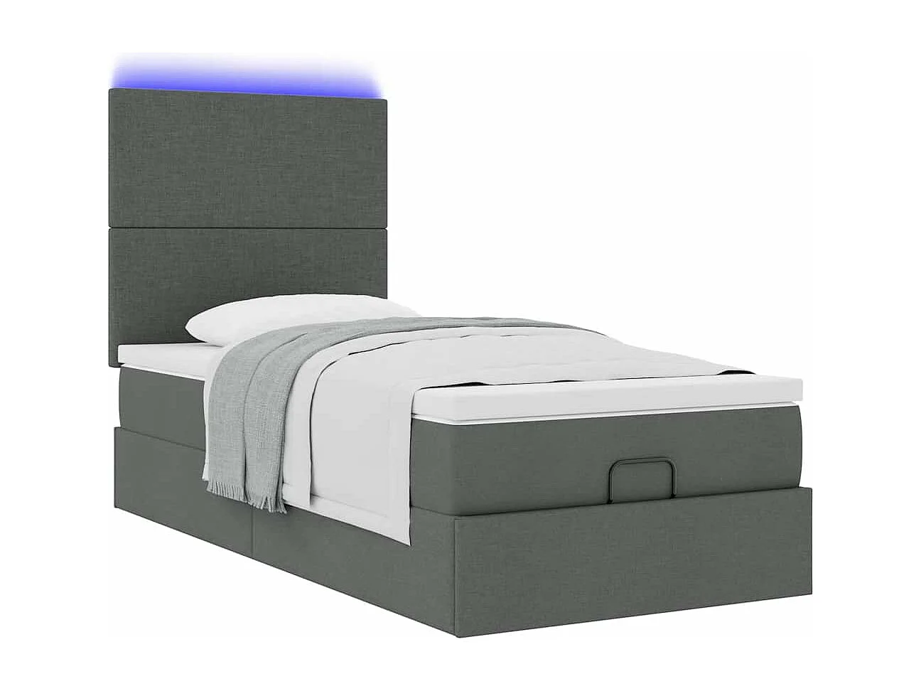Cadre de lit ottoman avec matelas gris foncé 80x200 cm tissu