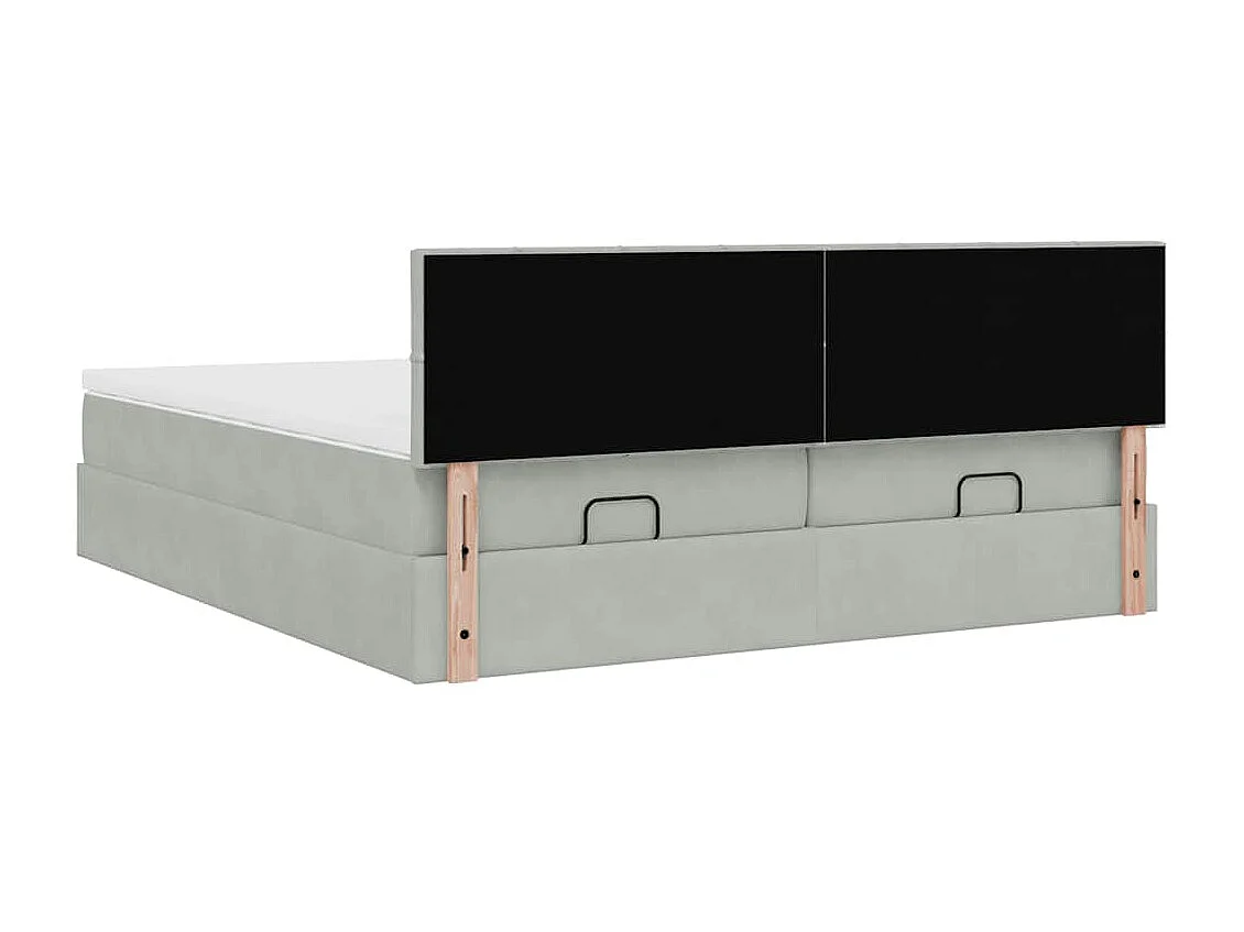 Estrutura cama otomana colchões 180x200cm veludo cinzento claro