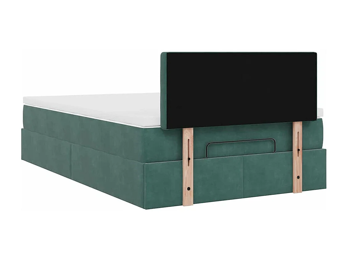 Cadre de lit ottoman avec matelas vert foncé 120x200 cm velours