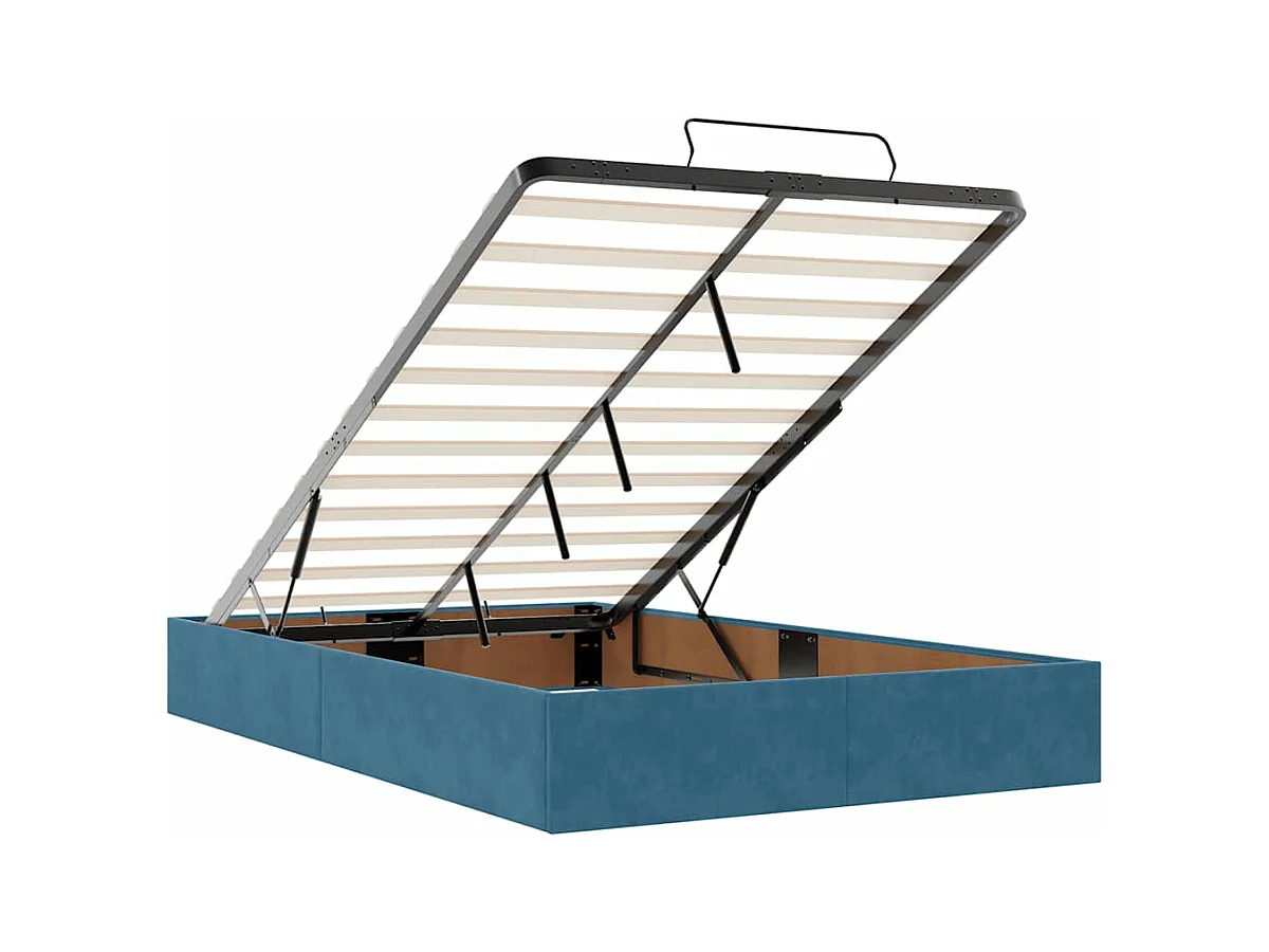 Cadre de lit ottoman avec matelas bleu foncé 120x200 cm velours