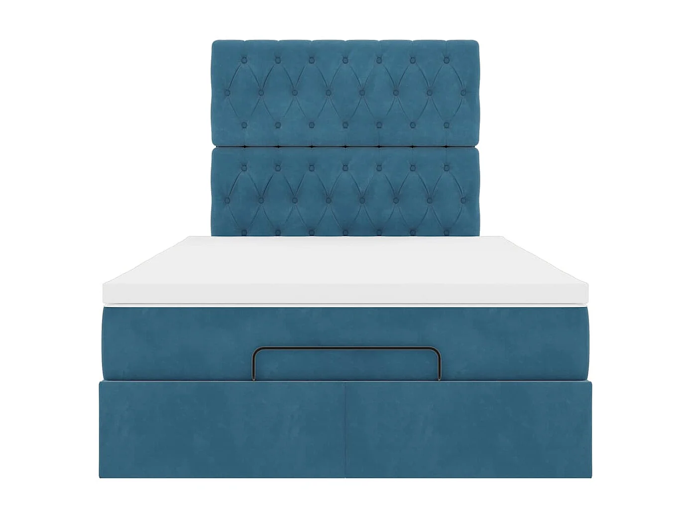 Cadre de lit ottoman avec matelas bleu foncé 120x200 cm velours