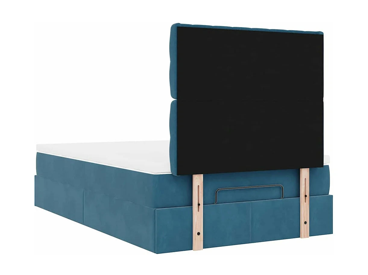 Cadre de lit ottoman avec matelas bleu foncé 120x200 cm velours