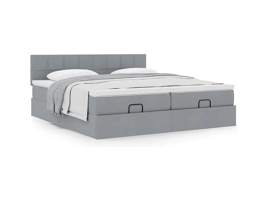 Estructura de cama otomana colchones tela gris claro 200x200cm