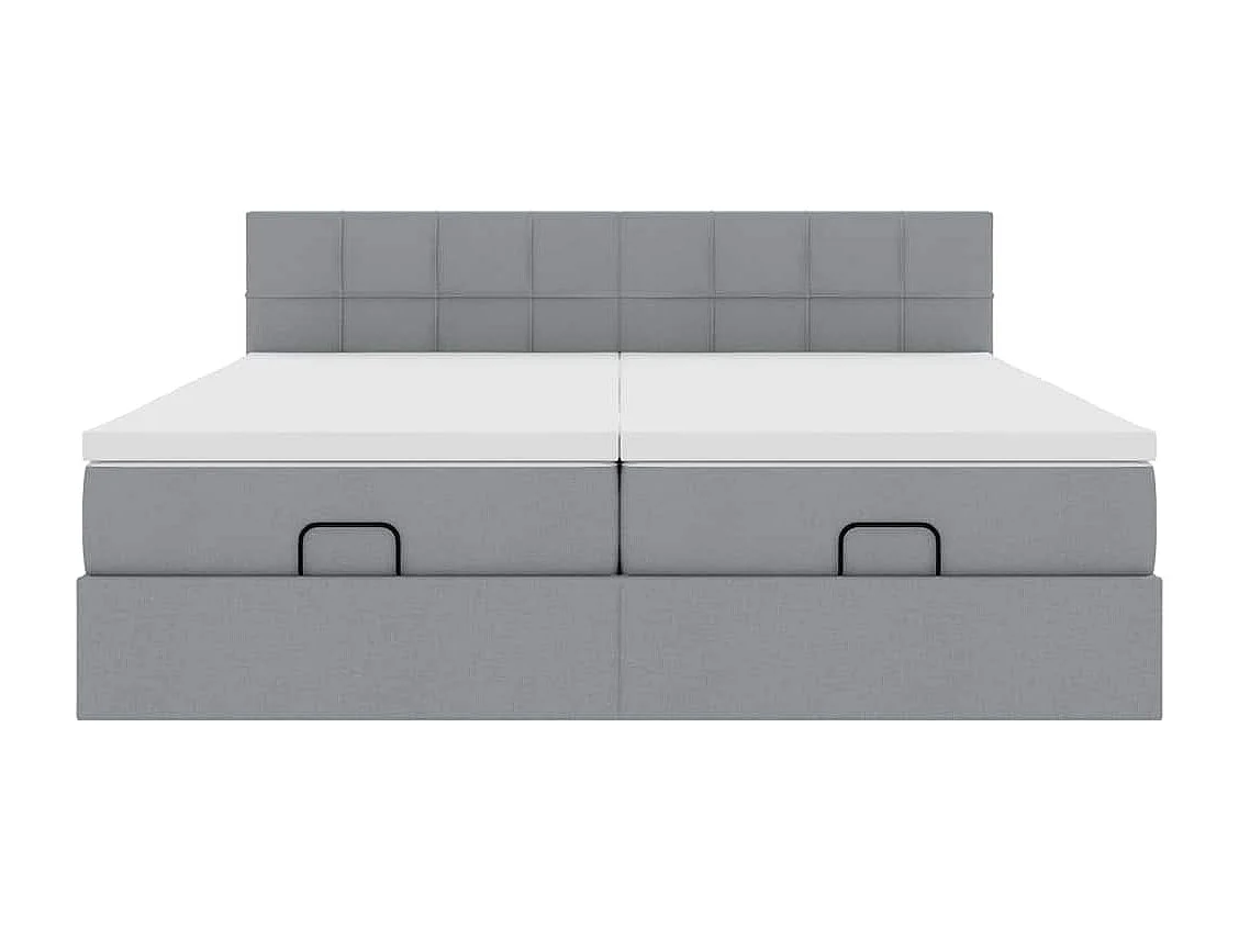 Estructura de cama otomana colchones tela gris claro 200x200cm
