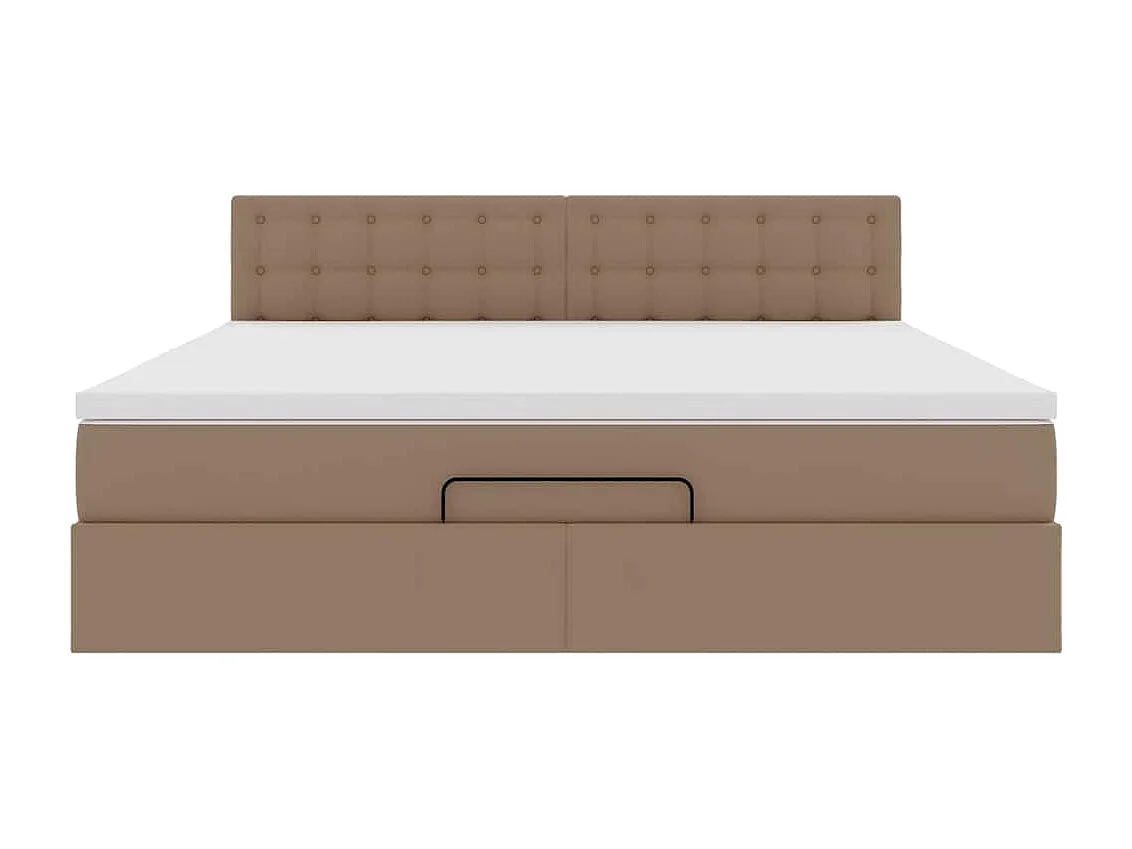 Cadre de lit ottoman et matelas cappuccino 160x200cm similicuir