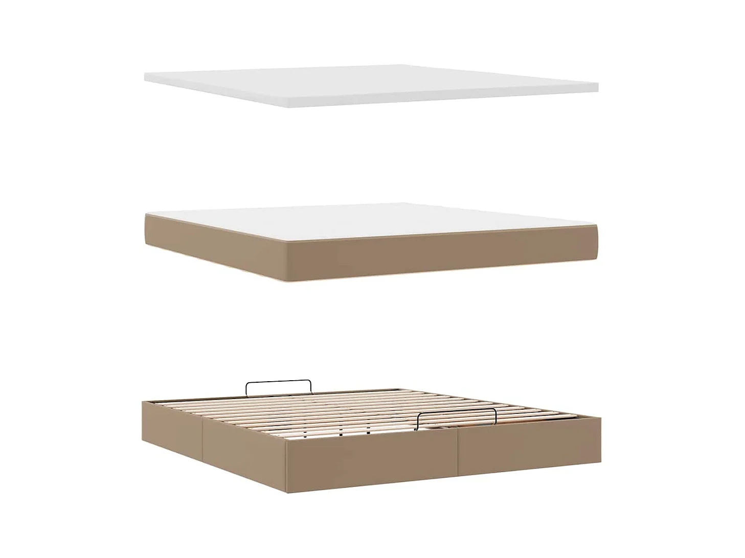 Estrutura de cama otomana com colchão cappucino 160x200 cm