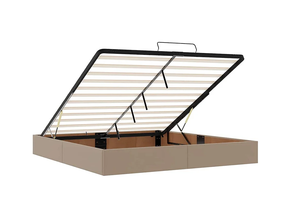Cadre de lit ottoman et matelas cappuccino 160x200cm similicuir