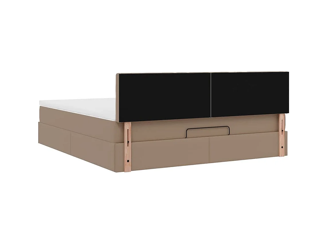 Cadre de lit ottoman et matelas cappuccino 160x200cm similicuir