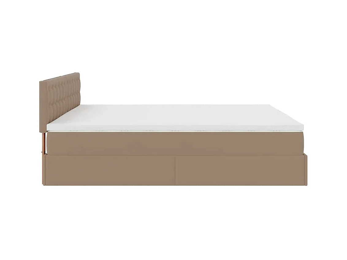 Cadre de lit ottoman et matelas cappuccino 160x200cm similicuir