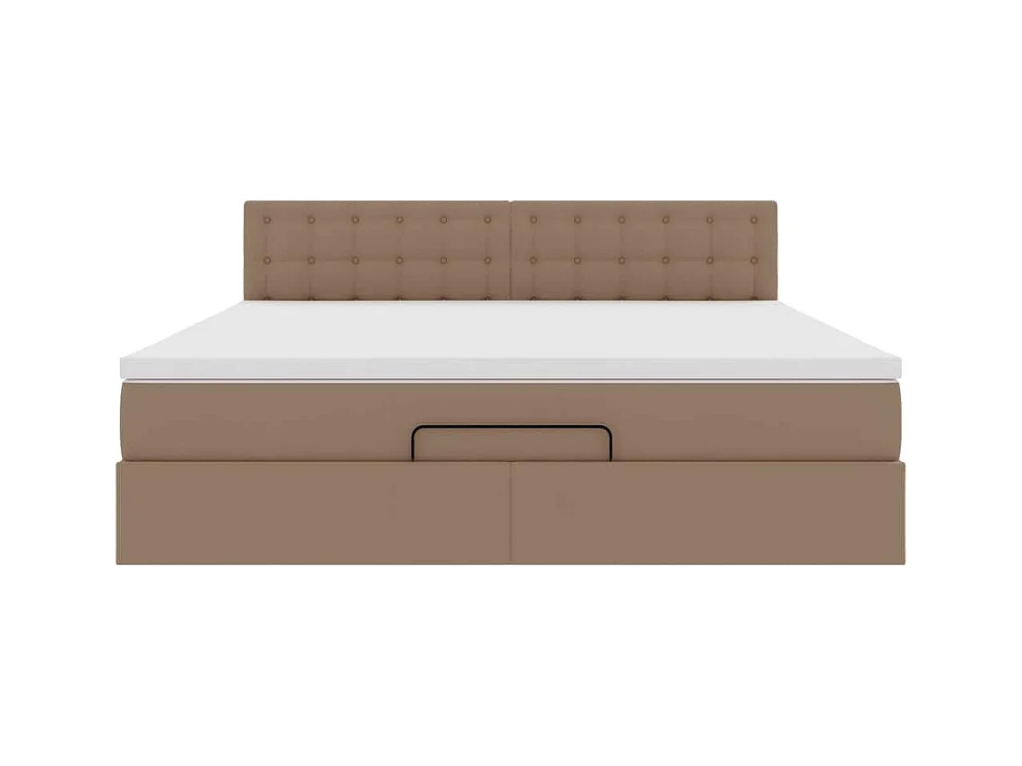 Cadre de lit ottoman et matelas cappuccino 160x200cm similicuir