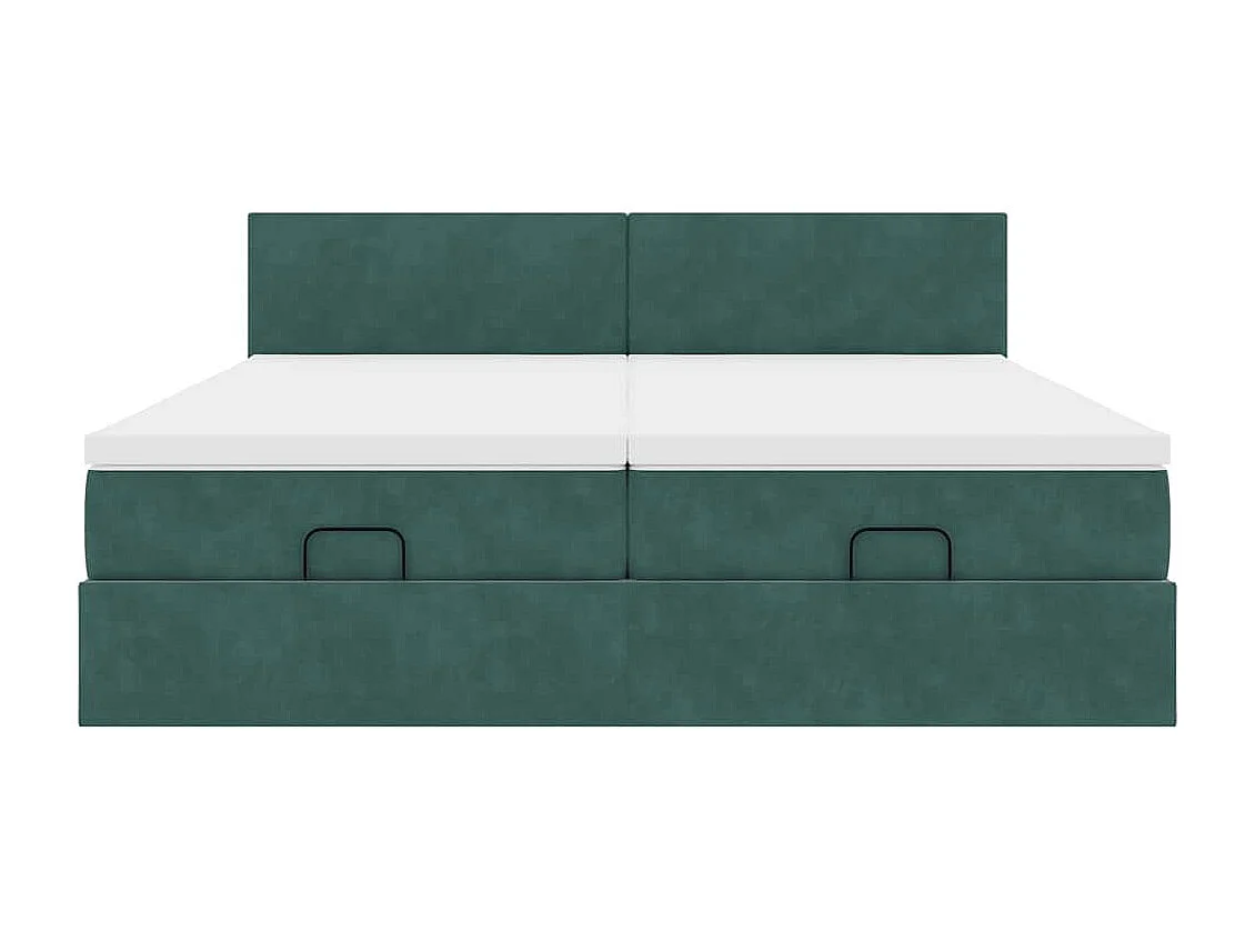 Cadre de lit ottoman avec matelas vert foncé 160x200 cm velours