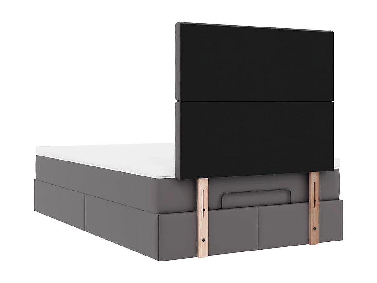Cadre de lit ottoman avec matelas gris 120x200 cm similicuir