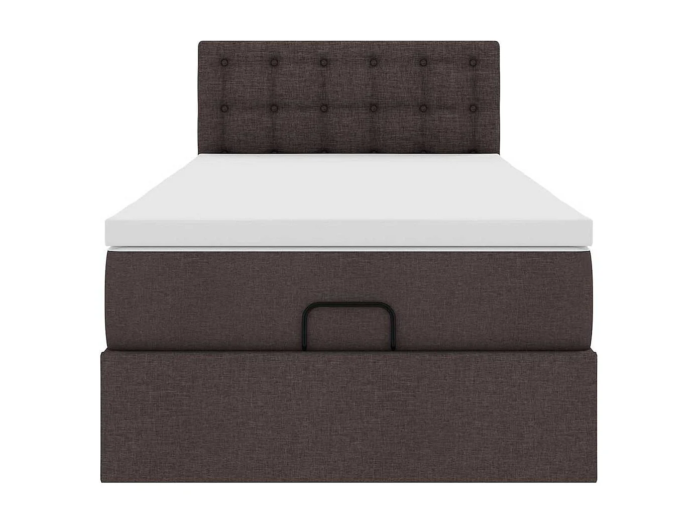 Lit ottoman avec matelas marron foncé 100x200 cm tissu