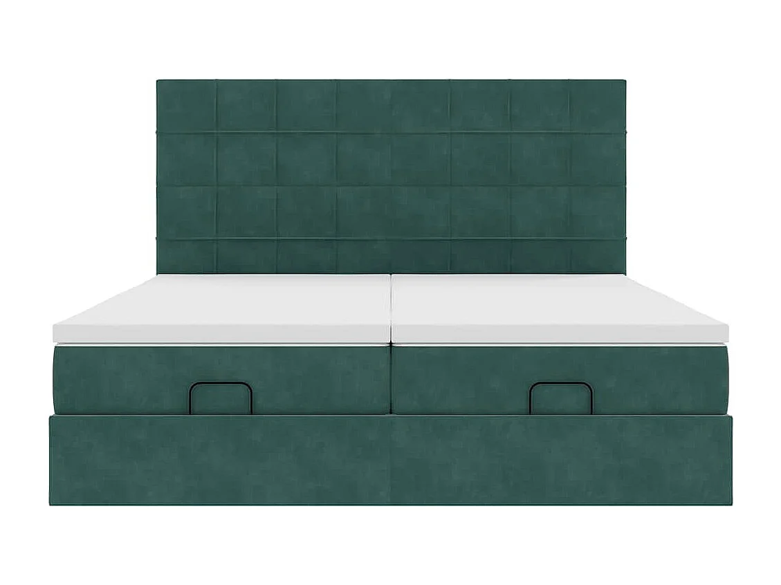 Estructura de cama otomana colchones terciopelo verde oscuro