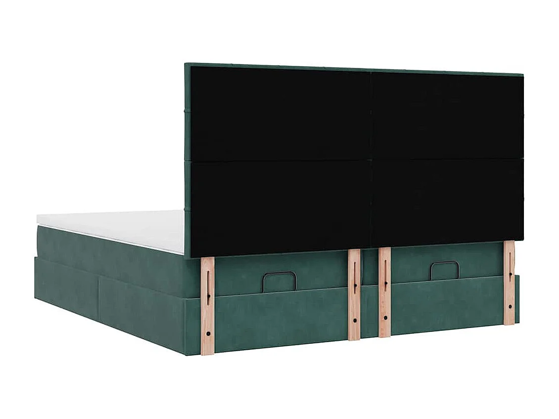 Estructura de cama otomana colchones terciopelo verde oscuro
