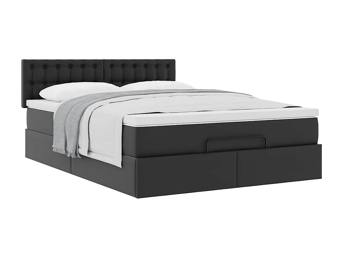 Cadre de lit ottoman avec matelas noir 140x190 cm similicuir