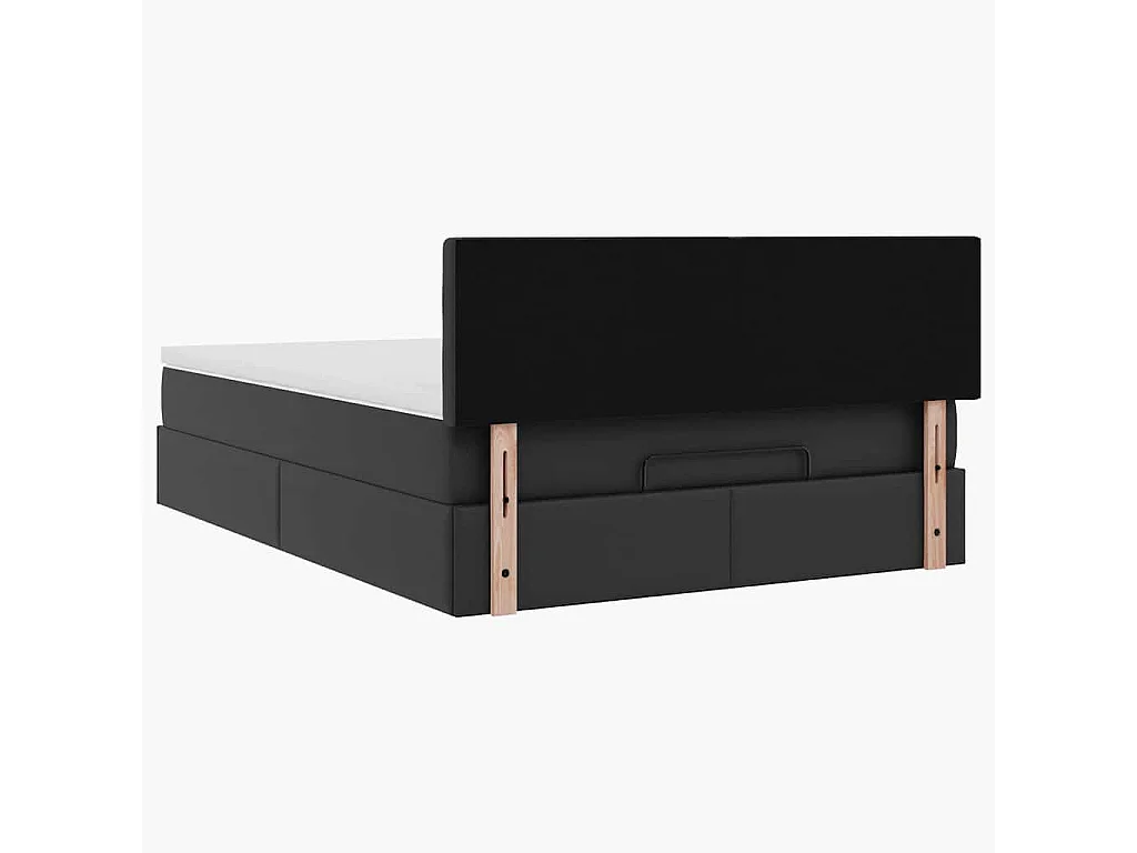 Cadre de lit ottoman avec matelas noir 140x190 cm similicuir