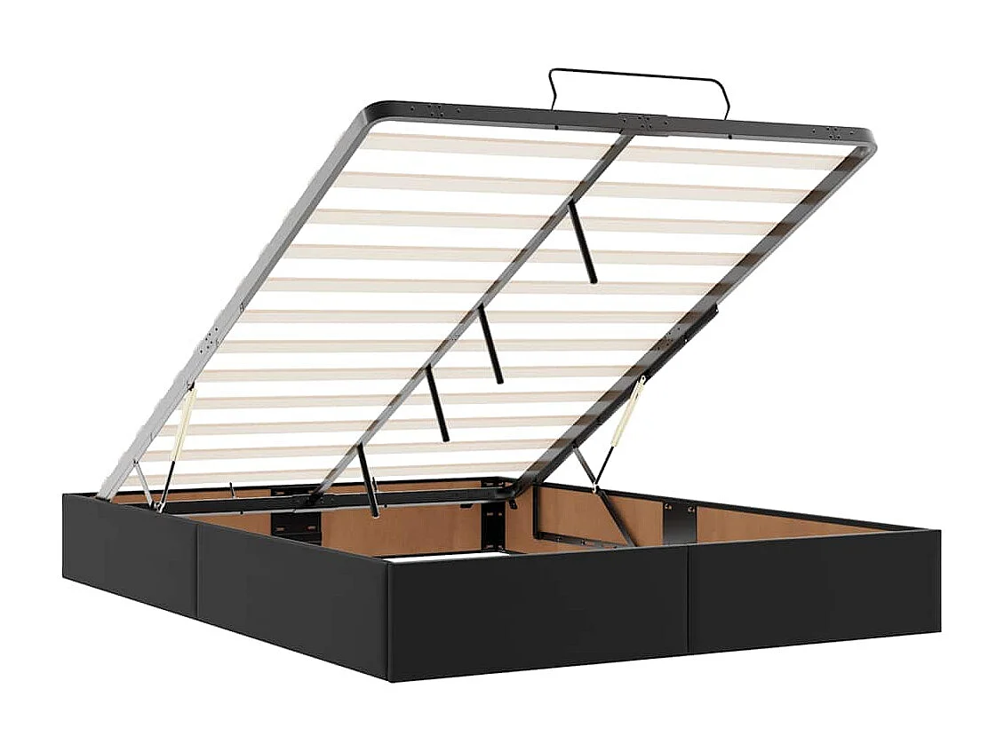 Cadre de lit ottoman avec matelas noir 140x190 cm similicuir