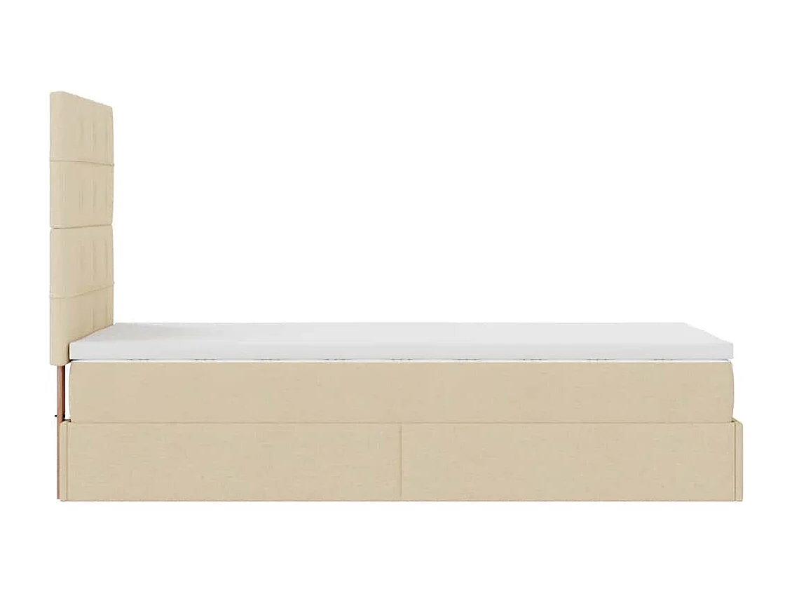 Cadre de lit ottoman avec matelas crème 80x200 cm tissu