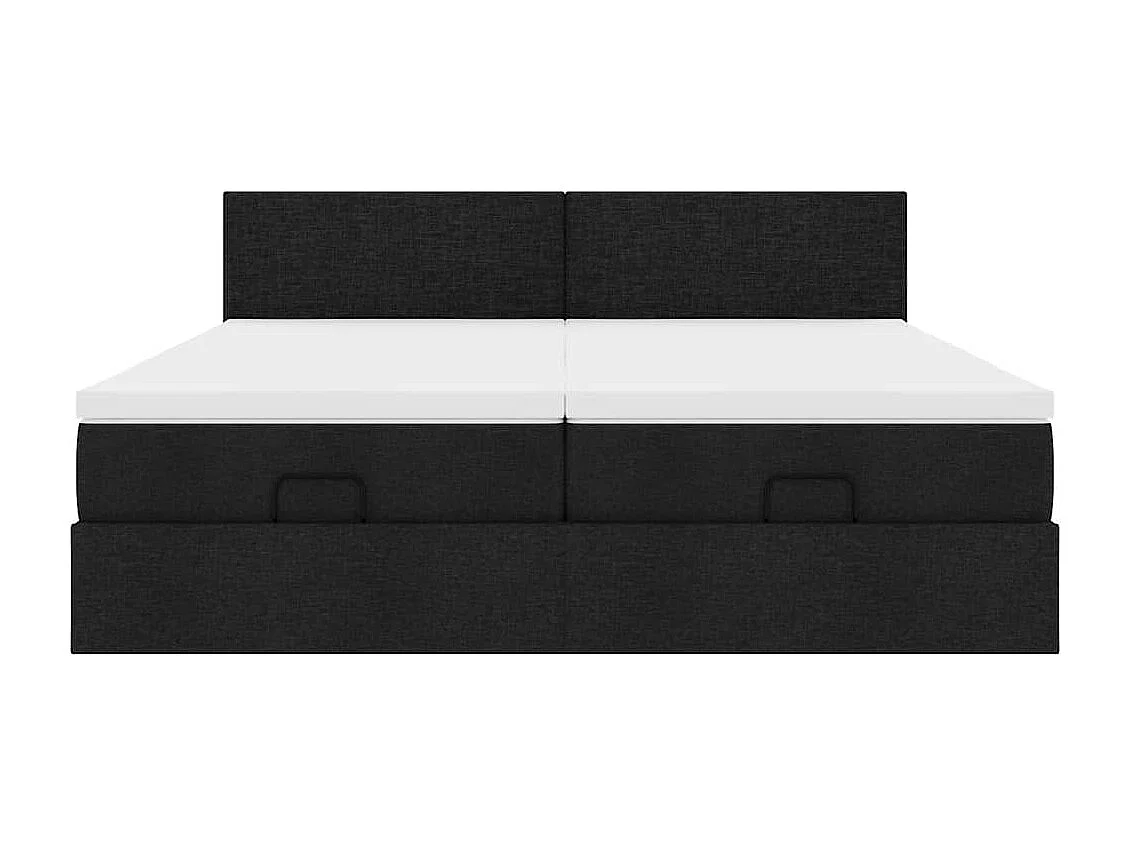 Cadre de lit ottoman avec matelas noir 180x200cm tissu