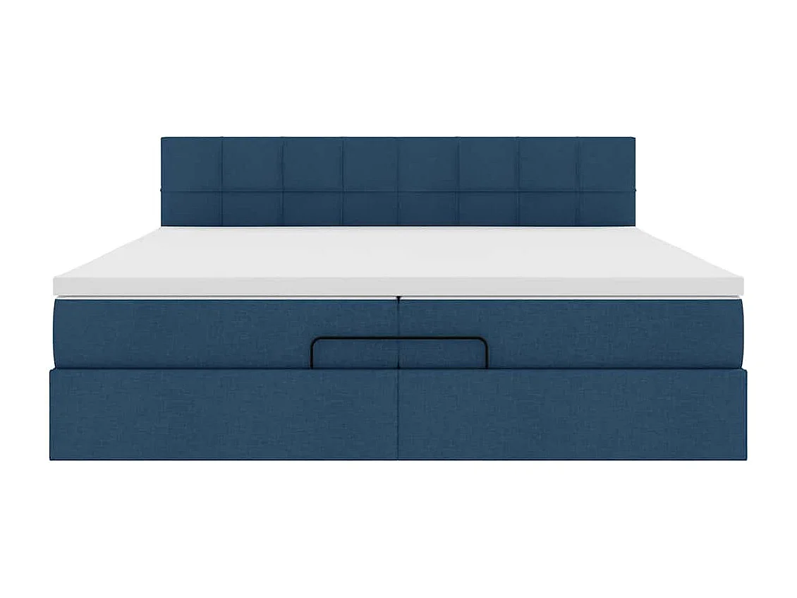 Cadre de lit ottoman avec matelas bleu 200x200 cm tissu