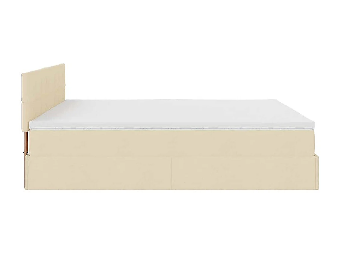 Cadre de lit ottoman avec matelas crème 200x200 cm tissu