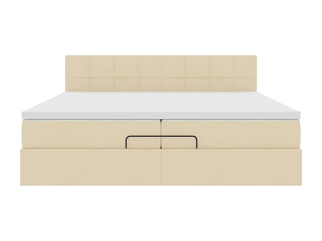 Cadre de lit ottoman avec matelas crème 200x200 cm tissu