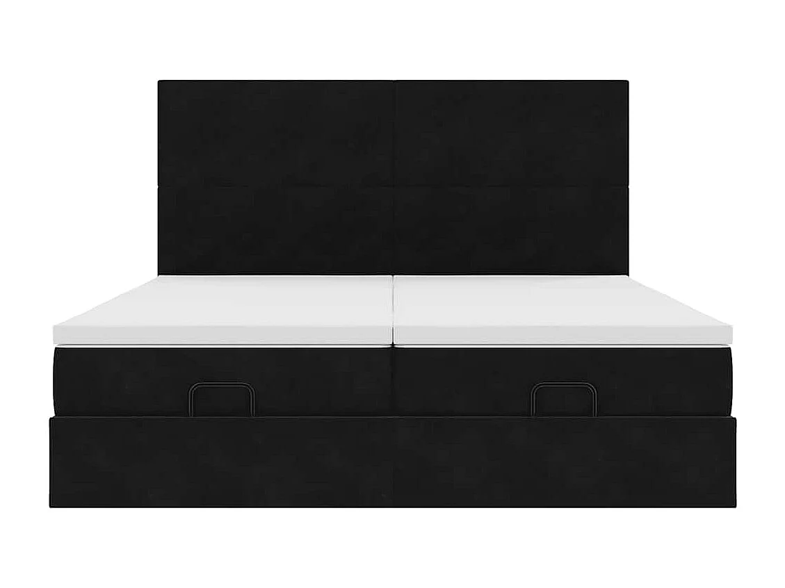 Cadre de lit ottoman avec matelas noir 180x200cm velours