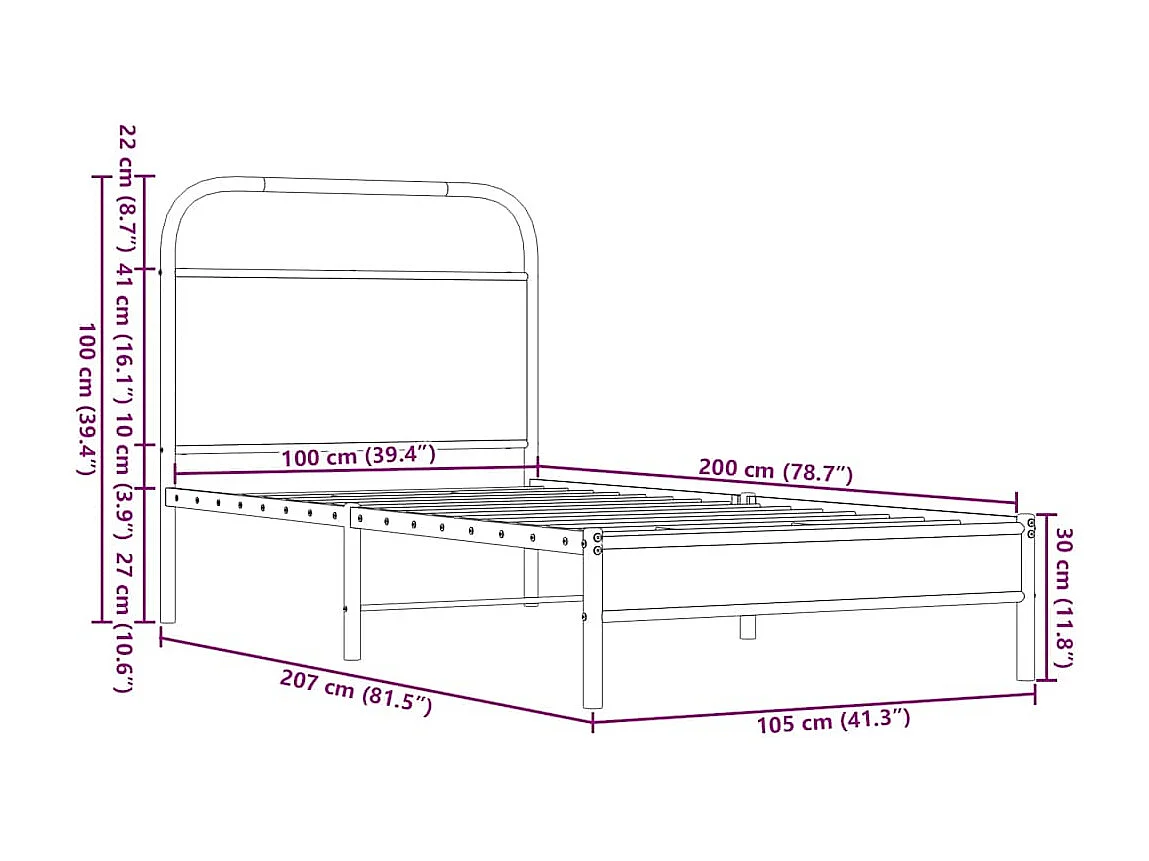 Bedframe zonder matras bewerkt hout bruin eikenkleur 100x200 cm