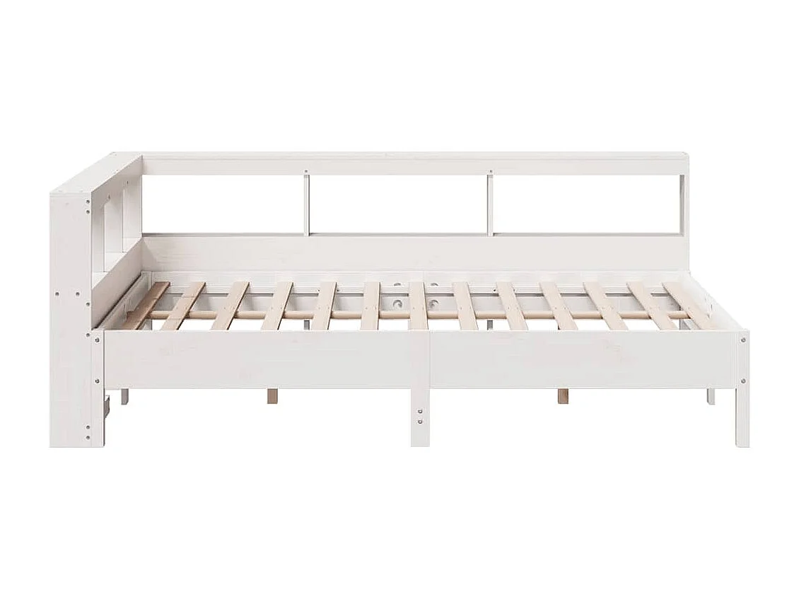 Cama con estantería sin colchón madera maciza blanca 120x190 cm