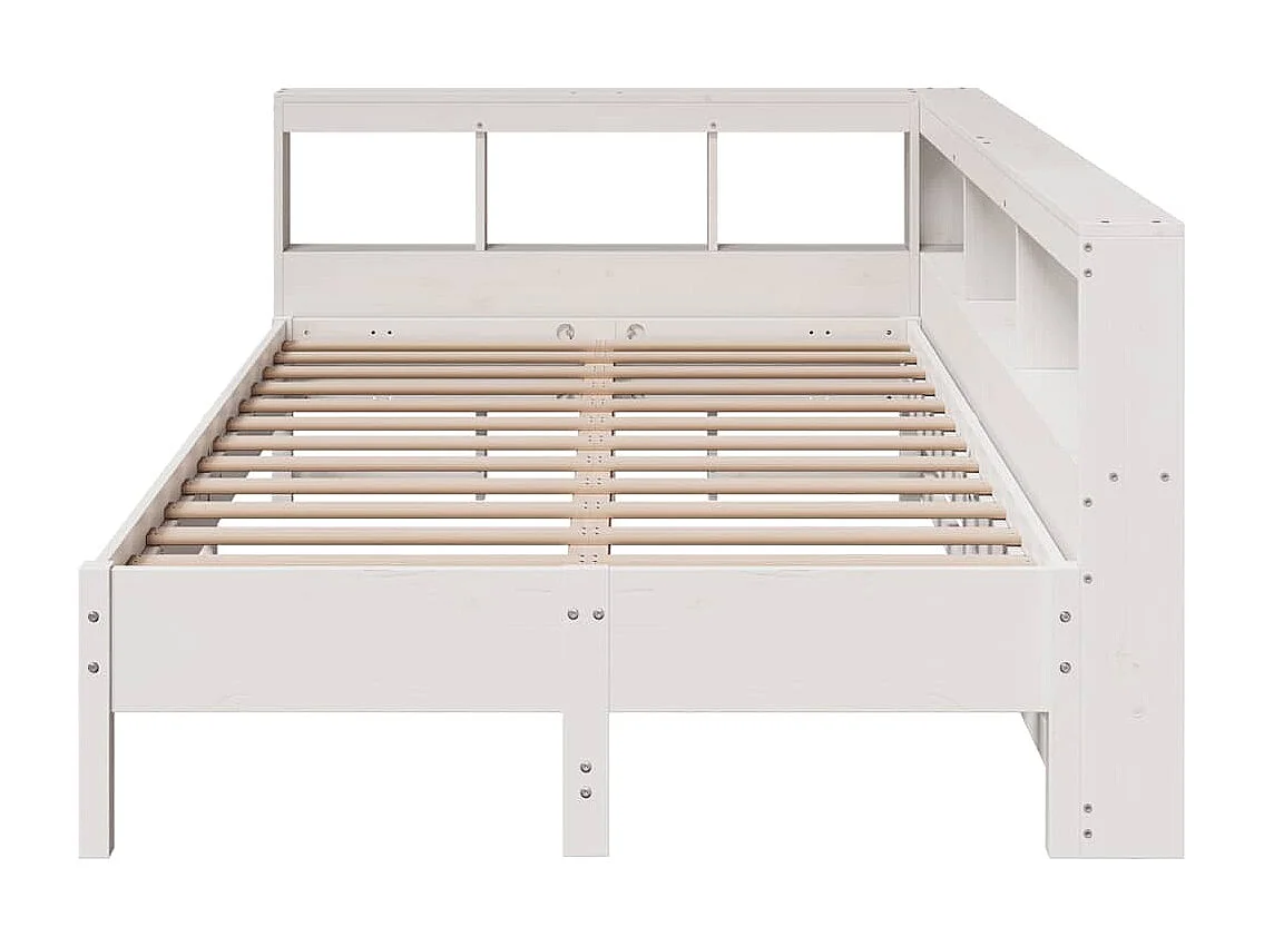 Bed met boekenkast zonder matras grenenhout wit 120x190 cm