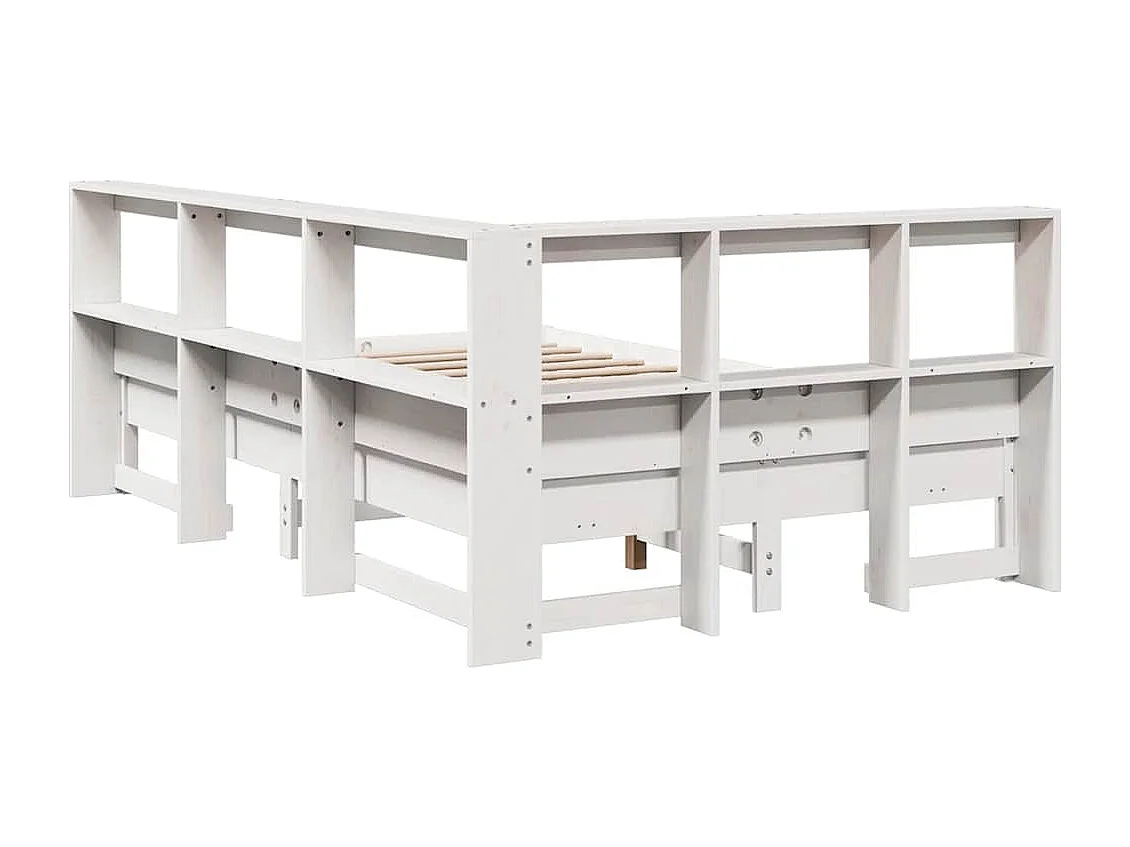 Bed met boekenkast zonder matras grenenhout wit 120x190 cm