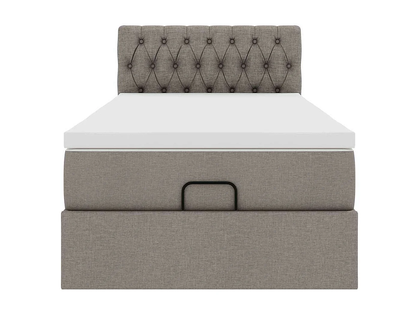 Cadre de lit ottoman avec matelas taupe 100x200 cm tissu