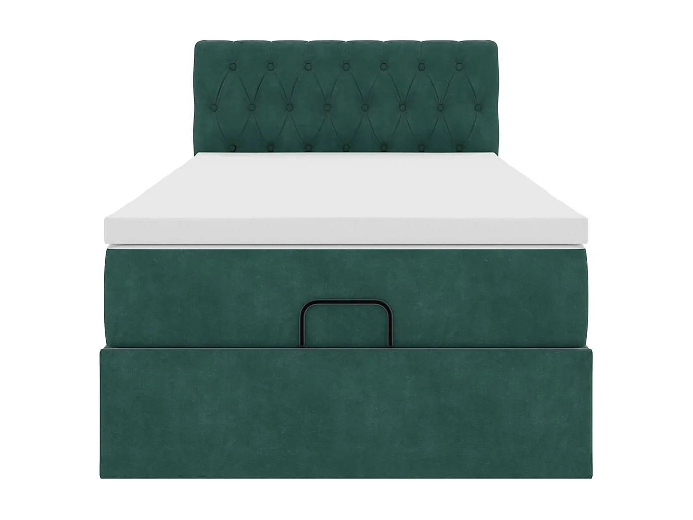 Cadre de lit ottoman avec matelas vert foncé 80x200 cm velours