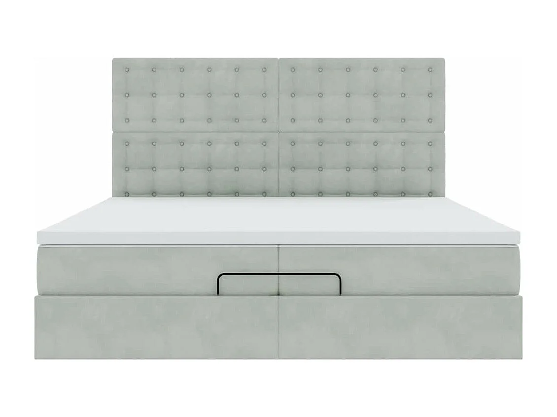 Cadre de lit ottoman avec matelas gris clair 200x200 cm velours