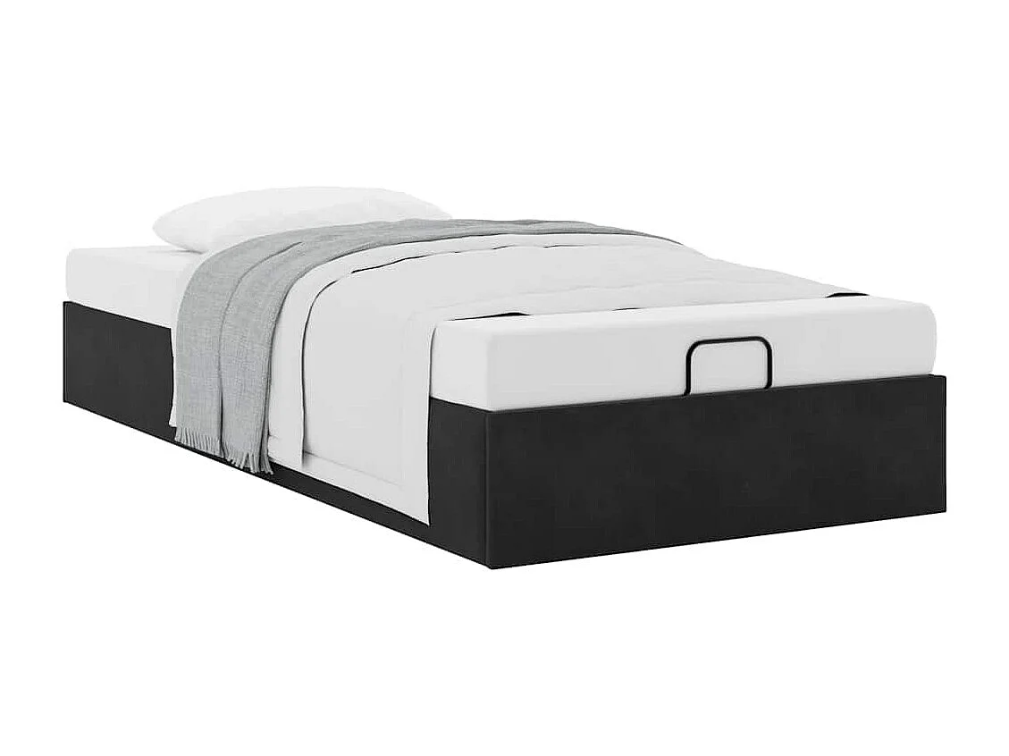 Cadre de lit ottoman sans matelas noir 90x200 cm velours