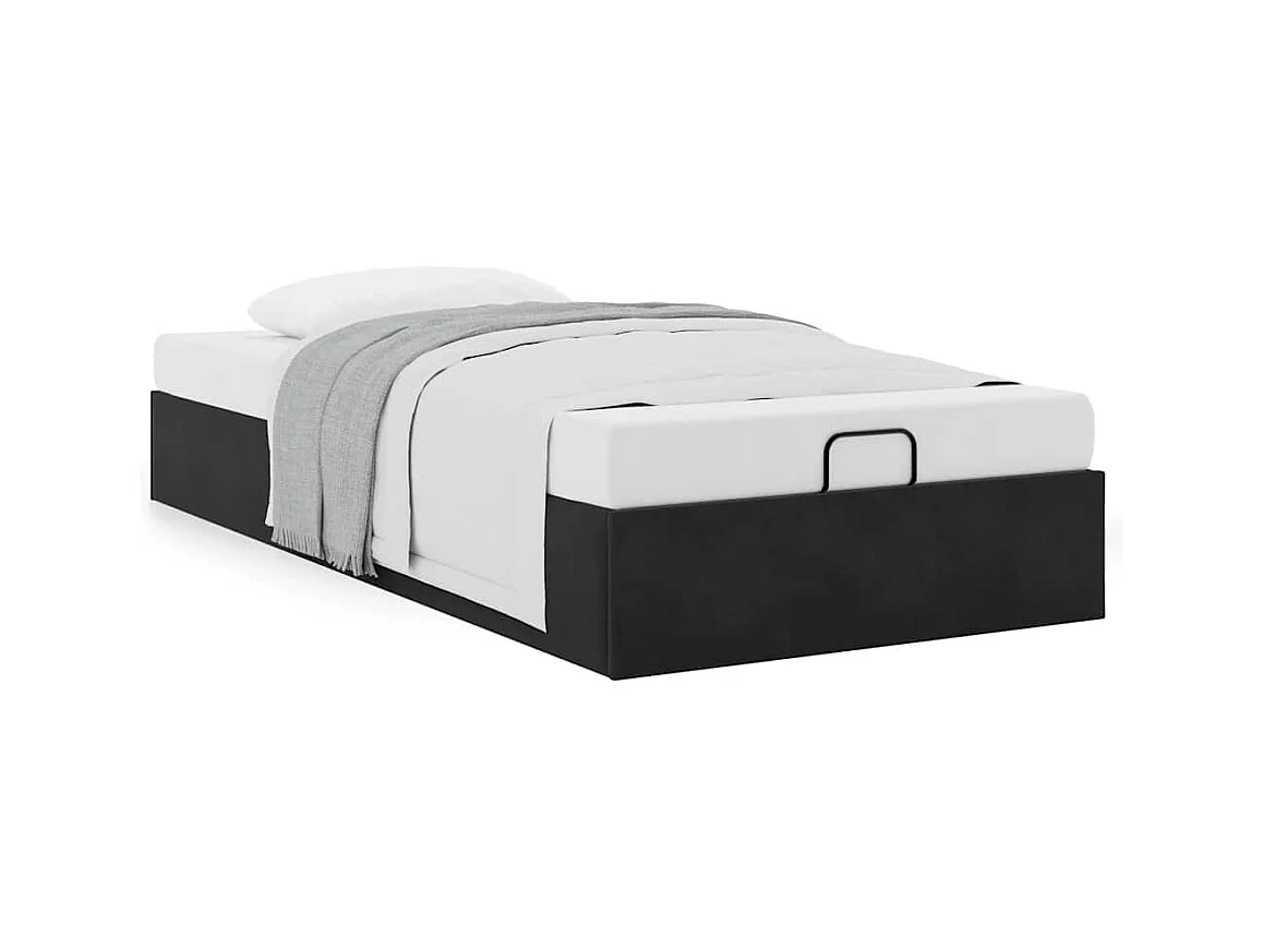 Estructura cama otomana sin colchón terciopelo negro 90x200 cm