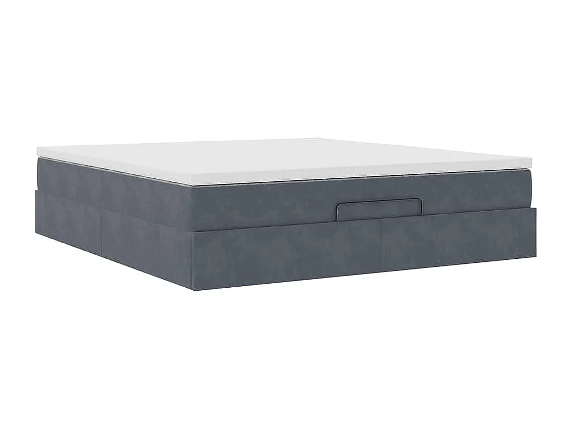 Cadre de lit ottoman avec matelas gris foncé 180x200 cm velours