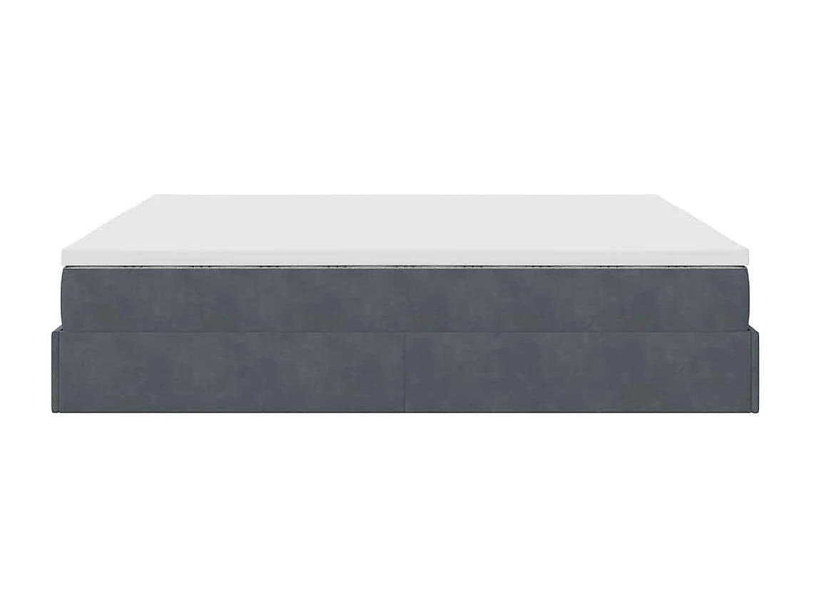 Cadre de lit ottoman avec matelas gris foncé 180x200 cm velours