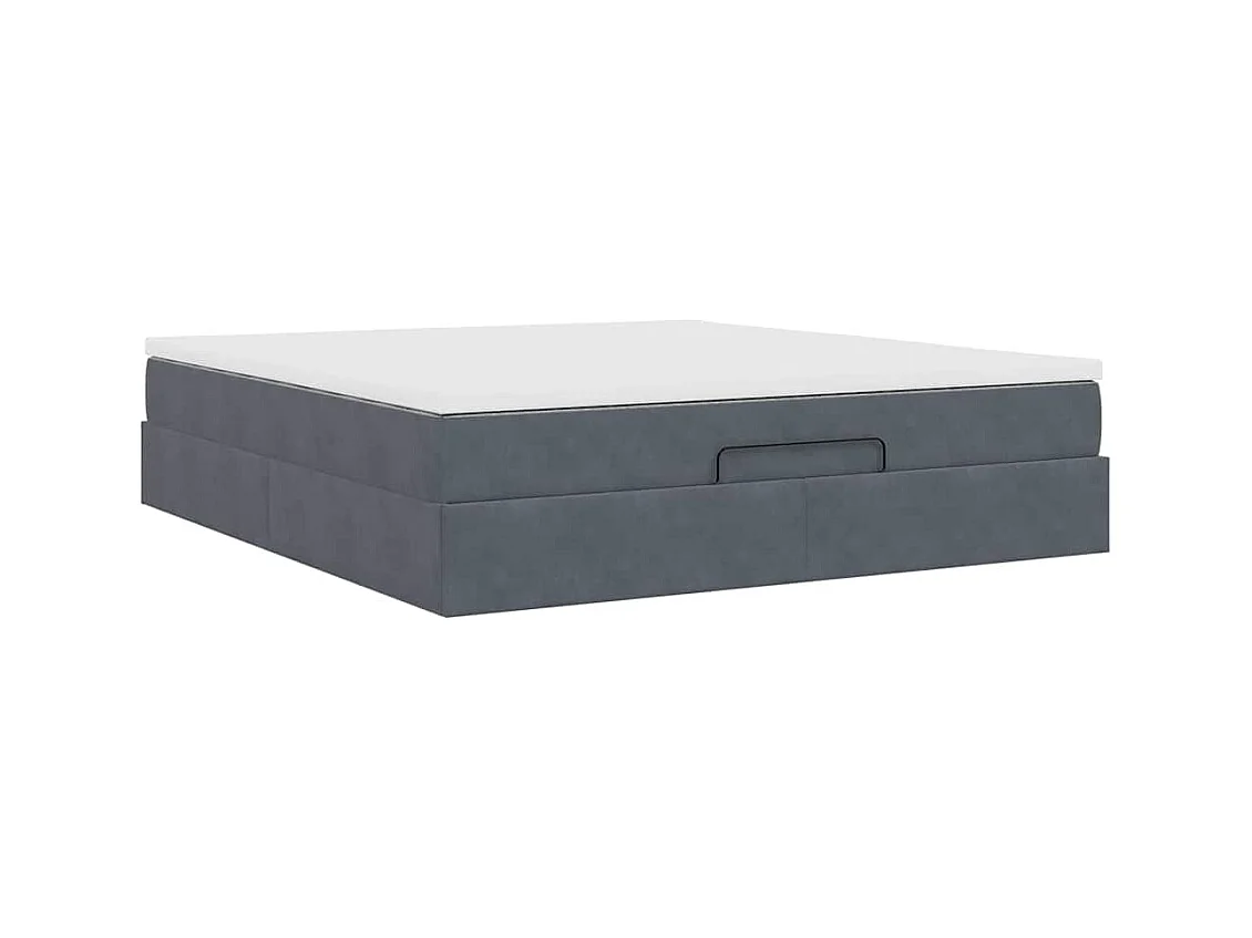 Cadre de lit ottoman avec matelas gris foncé 180x200 cm velours