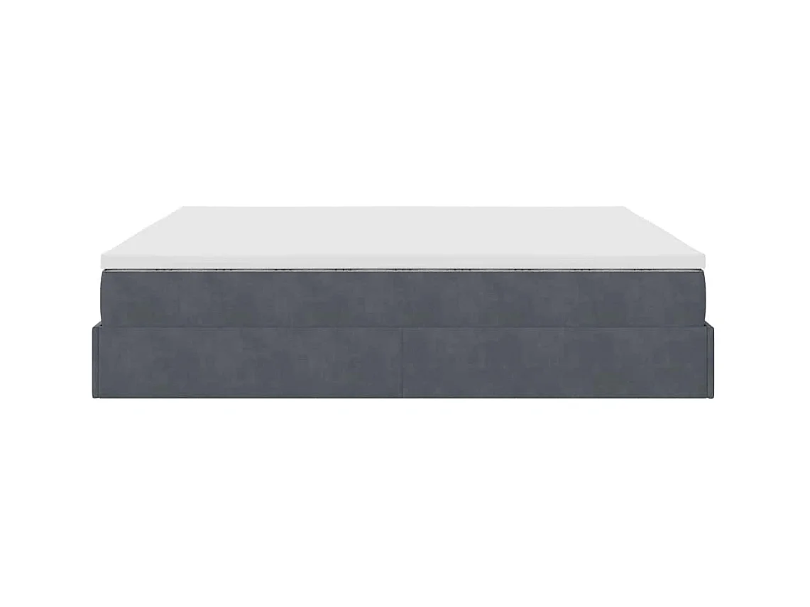 Cadre de lit ottoman avec matelas gris foncé 180x200 cm velours