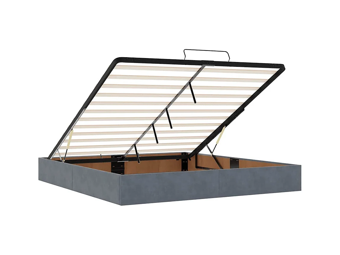Cadre de lit ottoman avec matelas gris foncé 180x200 cm velours