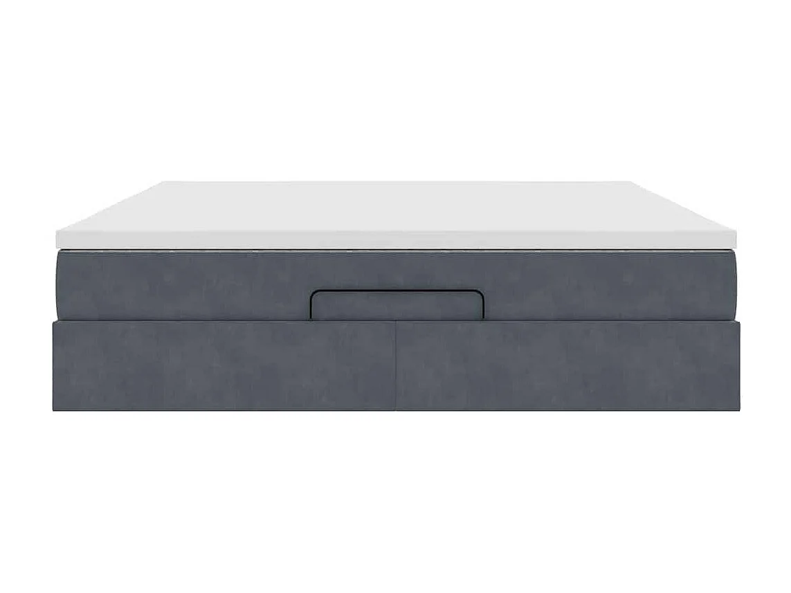 Cadre de lit ottoman avec matelas gris foncé 180x200 cm velours