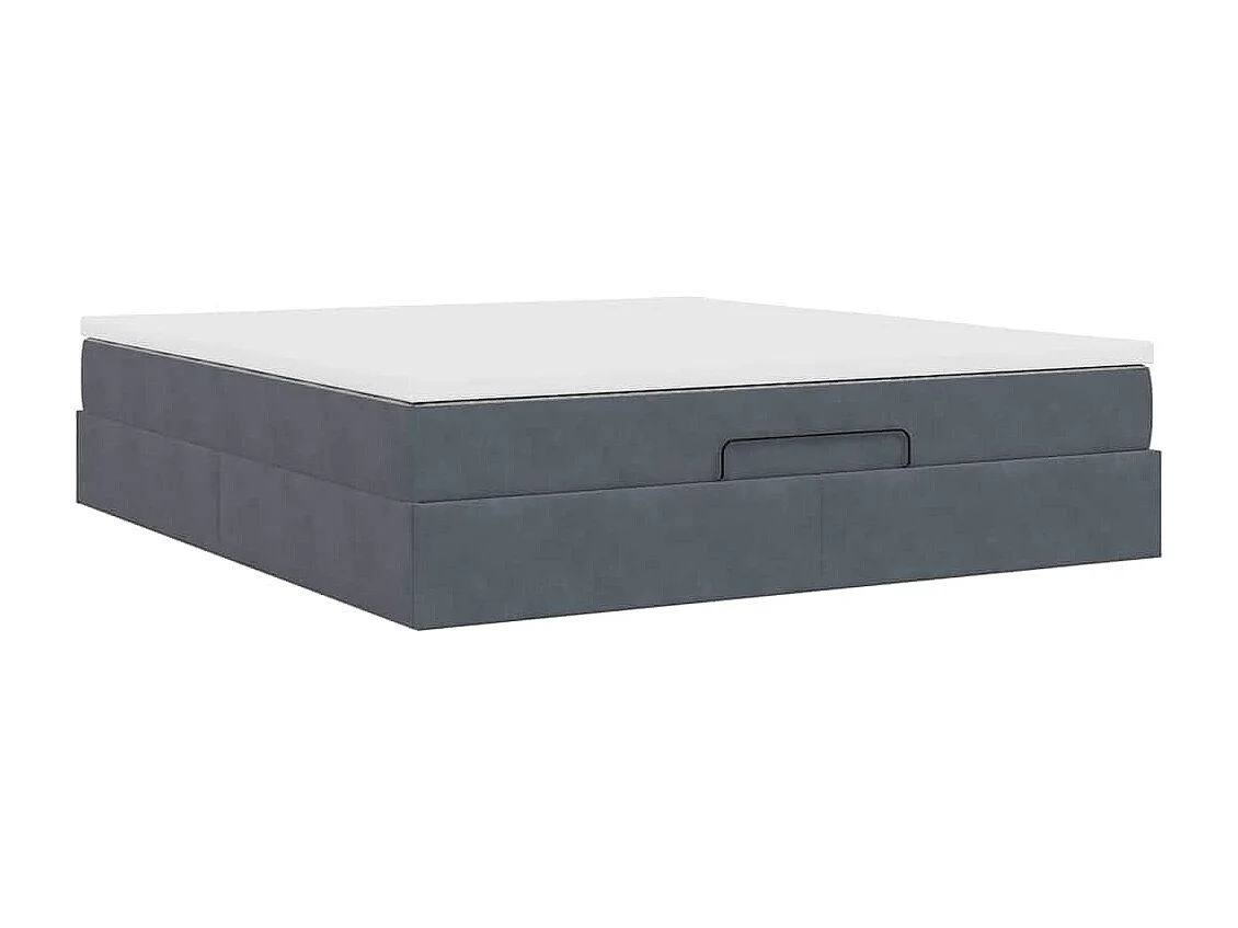 Cadre de lit ottoman avec matelas gris foncé 180x200 cm velours