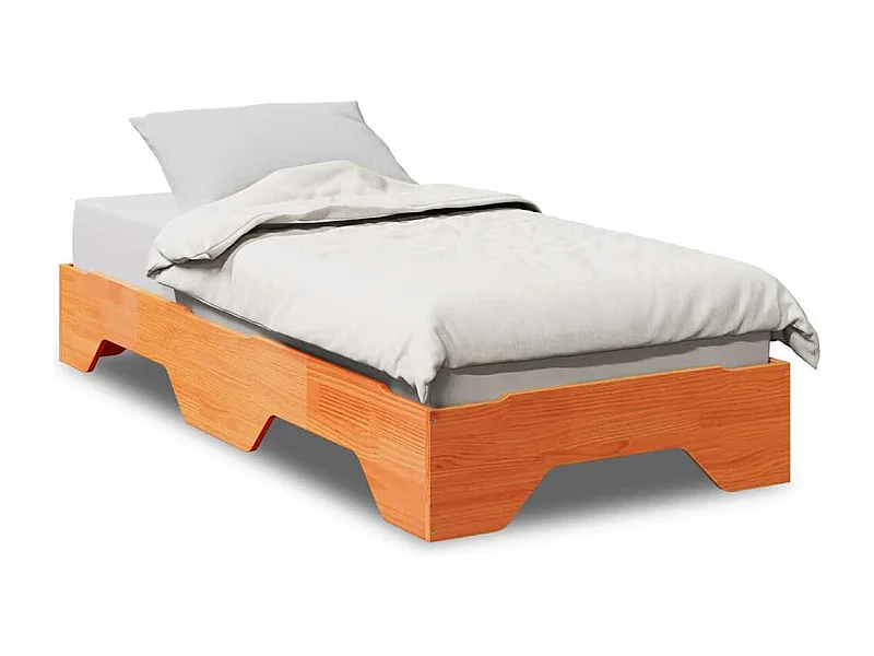 Cadre de lit sans matelas empilable cire marron 80x200 cm